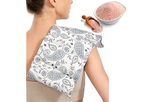‎HIHEALER Hihealer Wärmekissen Mikrowelle für Nacken, Schultern, Rücken, Schmerzlinderung bei der Periode, tragbare Wärmekompresse bei Krämpfen, Muskelschmerzen (Paisley - Rosa Himalayasalz, 43 x 20 cm)