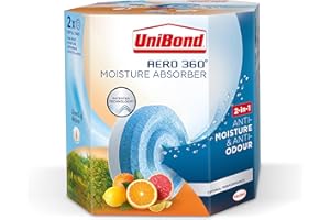 UniBond AERO 360° Moisture Absorber Citrus Refill Tab, Aromatherapy, Ultra-Absorbent and Odour-Neutralising, for AERO 360° Dehumidifier, Condensation Absorbers, Twin Pack (2 x 450g)