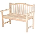Shine Company Belfort Outdoor Solid Wood Patio Garden Bench, Ergonomic Seat, 22" D x 44.75" W x 36" H, Natural