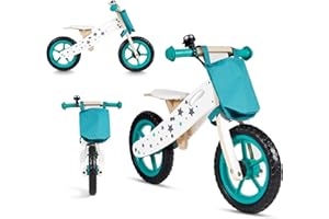 Buddy Baby Bicicletta Montessori senza pedali, leggera e con sedile regolabile, campanello, bicicletta a 2 ruote, moto bambino (bianco/verde)