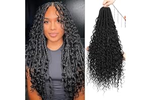 XIIMENALU Boho Faux Locs Crochet Hair 8 paquetes de locs suaves con extremos rizados de extensiones de pelo de ganchillo para mujeres negras (1B#, 18 pulgadas) (paquete de 8))