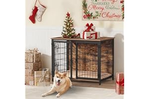 MAHANCRIS Hundekäfig Möbel, 80 cm Hundebox mit Kissen, 2 Tür, Doppeltür, Holzwerkstoff, für Kleine/Mittelgroße/Große Hunde, 80 x 55 x 65 cm, Hundekäfig für Zuhause, Vintagebraun ADCHR0701Z1