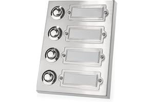 HUBER campanello a pulsante montato in superficie in metallo - con targhetta - pulsante in ottone cromato - campanello porta anteriore