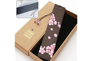 HEYMILA Signet en Bois avec Fleur Originale, Cadeau Fait à la Main pour les Femmes, les Étudiants et les Rats de Bibliothèque, Cadeau de Vecances avec Phrases de Motivation Gravées pour la Lecture