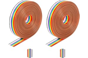 HAXIHA 2 Rotoli Nastro Arcobaleno Cavo,10 Pin Cavo Ponticello Arcobaleno da 1,27mm Nastro Piatto,5 Metri per Rotolo per Connettore Pin da 2,54 mm