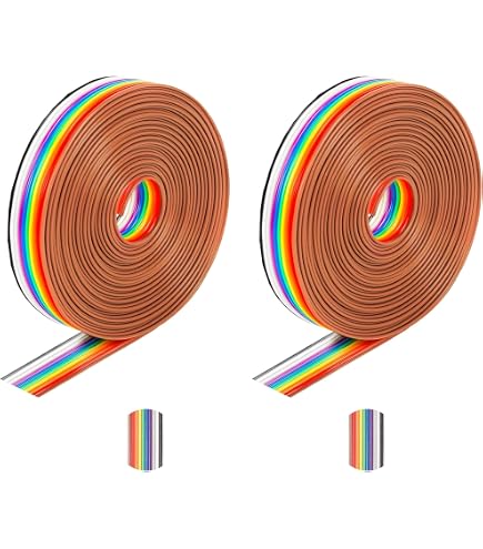IDC Flachbandkabel 20-polig – 3 Meter, 1,27 Mm Raster, Regenbogenfarben, Für 2,54 Mm Steckverbinder, 28 AWG