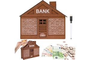 Kkluno Spardose Holz, Neues Upgrade Sparbox, Sparbox mit Zahlen Ankreuzen, Spardose mit Zähler, EIN Wieder Verwendbares Geldbox Geldkassetten, Deine Sparbox €2000 Euro(Bankhausstil)
