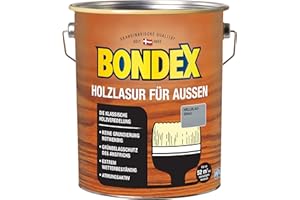 Bondex Holzlasur für Außen Hellgrau 4 L für 52 m² | Hoher Wetter- und UV-Schutz | Natürliches Abwittern - kein Abplatzen | seidenmatt | Holzschutzlasur | Holzlasur