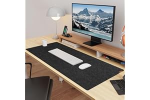 YSAGi Large Felt Desk Pad 100 x 40 cm, Non-Slip Desk Mat for Office & Home, Protective Computer Mat for Desk, Keyboard and Mouse Pad, Black