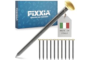 FIXXIA Lot de 30 clous pour tableau, avec ou sans aide à l'enfoncement - Diamètre : 2 mm - Noir - Avec tête décorative dorée ou argentée - Diamètre : 6 mm - 20, 25, 30, 40, 50 mm - Pour béton, mur -