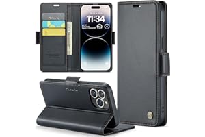 Phernykas Handyhülle für iPhone 14 Pro Hülle Leder,Magnetische Klapphülle mit kartenfach und Standfunktion Smartphone Schutzhülle Lederhülle iPhone 14 Pro Flip Book Case (Schwarz)