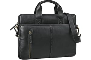 STILORD 'Raihn' Maletin Portatil Compacto Cuero Bolso Hombre para Trabajo Negocios Viaje Funda ordenador Portatil 13.3-14 Pulgadas de Piel Auténtica