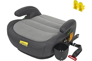 Jovikids Rehausseur Voiture Enfant ISOFIX 125-150cm, Environ 6-12 Ans, Siege Auto Rehausseur pour Enfant ISOFIX ECE R129, Porte-gobelet - Noir