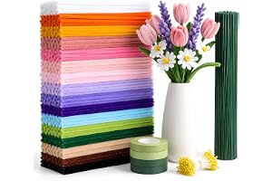 Bloomhüan Piprensare blomset | piprengörare för pyssel i 8 färger med 30 blomtråd och presentband för kreativa gör-det-själv-blombuketter