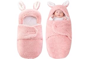 Yoolhamy Couverture Emmaillotage Bebe, Gigoteuse Hiver 0-6 Mois, Unisexe Nid d'ange Bebe Cosy Épaissie pour Plus de Chaleur à Capuche pour Bébé Fille Garçon Baby Swaddle Blanket