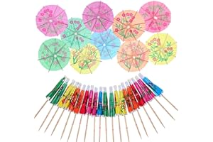 HARIENDNY 100 Stück Cocktail Schirmchen, Cocktail Zubehör Papierschirmchen, Cocktail Dekoration Papier, Bunte Cocktailschirmchen für Wein Party, Bar Deko Cocktailzubehör, Trinkfrüchte Essen（10 Stile）