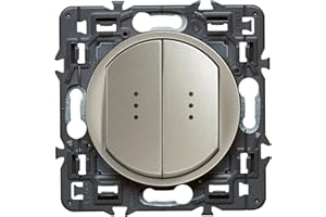 Legrand - Double interrupteur ou va-et-vient lumineux (voyant fourni) Céliane Soft - Titane