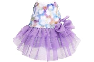 BOTEWO BOTOWO Hund Tutu Kleid Sommer Ärmel und Mädchen Kleider Schöne Spitze Verneigung Leichte Welpenbekleidung (lila, s)