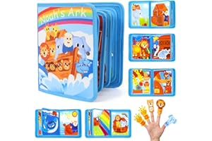 Wdmiya Montessori Busy Board Spielzeug ab 1 2 3 Jahr, Arche Noah Bibelgeschichte Baby Spielzeug, Activity Busy Book für Autofahrten, Geburtstag Weihnachten Neujahre Taufe Geschenk Jungen Mädchen