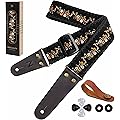 Nefelibata Sangle de guitare, pour guitare basse, électrique et acoustique, bouton de sangle, boucles de sangle et médiators