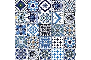 IL MAGHREBINO 25 Mattonelle Premium Selection in Ceramica Smaltata - Blue Marine - 10x10 cm spessore 0,6 cm - Mattonelle Tunisine realizzate con Serigrafia Artigianale - Adatte a rivestimento