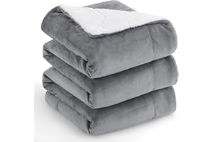 ‎AISBO Aisbo Warm Kuscheldecke Flauschig Decke Grau - Hochwertige Sherpa Fleece Sofa Decke 220x240 cm XXL, Extra Große Dicke Couchdecke Wohndecke, Kuschelig und Weich