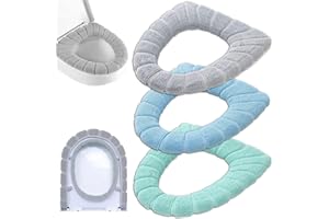 YUANQIAN Funda de asiento de inodoro suave y gruesa, extensible, lavable, color aleatorio (1 lote = 3 piezas)