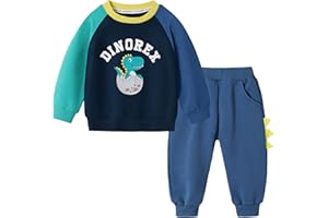 Volunboy Enfant Garcon Jogging Dinosaure Ensembles, Crew Neck Sweat et jogpant Deux pièces