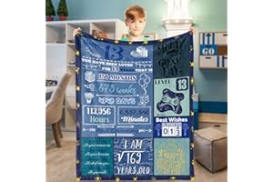 ‎DOMGOGE Decke zum 13. Geburtstag für Jungen, Flanell, Geburtstagsgeschenkideen für 13. Geburtstag, Fleece-Überwurf, Dekoration für Teenager, Sohn, Enkel, Neffe, 140 x 180 cm