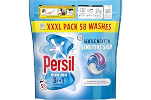 Persil Non Bio 3 in 1 Washing Capsules laundry capsules gentle next to sensitive skin for outstanding stain removal in quick & cold washes 58 washes
