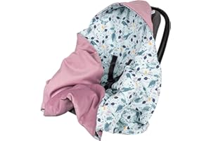 Infantilo Universal Baby Boy Girl Hooded Cosy Toes for Car Seat Blanket Wrap Babies with Hood Holes 3-Point Harness Straps Pushchair, Pram, footmuff (Mint Heather Forest), (jgb)