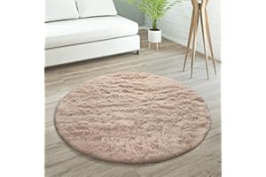 PACO HOME Dywan Shaggy Do Salonu Futrzany Sztuczne Futro Z D³ugim W³osiem Jednokolorowy, Rozmiar:160 cm Rund, Kolor: Be¿owy