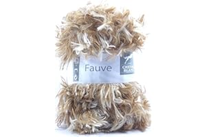 Laines Cheval Blanc - FAUVE fil à tricoter 100% polyester 50g - Fil fourrure