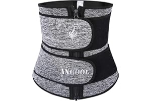 ANGOOL Women's Waist Trainer Belt with Zipper Neoprene Hot Sweat Corset for Weight Loss