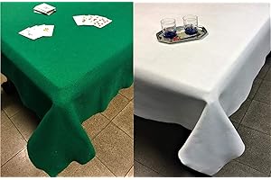 SpazioTessile Tovaglia Copritavolo Mollettone Salvatavolo Feltro Panno Verde o Bianco Gioco Poker (Bianco, 140x400)