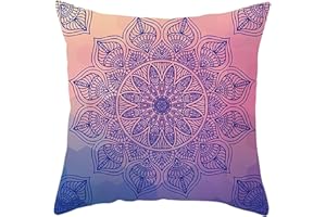 Lieson Federe per Cuscino, Cuscini Fodere 45x45 CM 1 Pezzo Federe Cuscino Divano Quadrato Blu Viola Mandala Motivo Floreale, Poliestere
