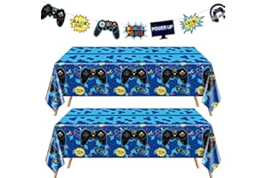 PIXHOTUL 3 Pieces Video Game Theme Party Decors Include Gaming Tablecloths Elements Pennant Banners Decors for Video Game Themed Party, Boys' Birthday