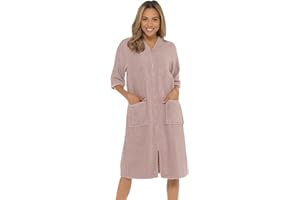 UNDERCOVER LINGERIE Undercover Ladies Terry Towelling 100% Cotton Zip Through Hooded or Non Hooded Dressing Gown Drying Bathrobe