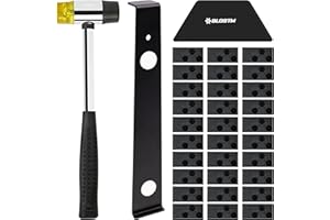 BLOSTM Kit Montaggio Laminato - 30 Distanziatori Pavimento, Martello di Gomma a Doppia Faccia, Robusto Blocco per Maschiare, Barra di Trazione Incastro in Acciaio