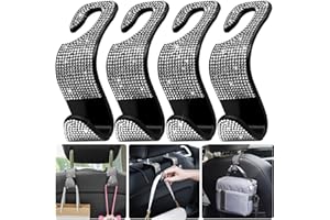 Anwlki Bling Supporto per Poggiatesta Auto, 4 Pezzi, con Strass, per Donne e Ragazze, Accessorio per Poggiatesta Auto, Portafoglio, Borsa ecc. (Argento)
