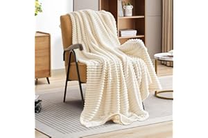 HESIOL Manta mullida de Lana, 150 x 200 cm, para sofá, salón, Invierno, Manta de Sherpa, Color Blanco, mullida, Suave y cálida