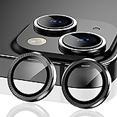 Babilden İphone Al&uuml;minyum Alaşım &Ccedil;er&ccedil;eveli Tempered Glass Kamera Lens Koruyucu (iPhone 15 Siyah)
