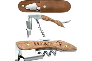 ERNESTINE - Tire-bouchon Papa sommelier en acier inoxydable gravé, professionnel, fête des pères et Noël - ouvre-capsule, couteau - Cadeau personnalisé pour homme- Ouvre-bouteille cadeau anniversaire