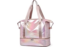 ZIOSINM Bolsa Deporte Grande, Bolsa de Viaje Impermeable Mujer, Bolsa Gimnasio Bolsa Fitness Bolsa Natacion con Compartimento para Mojados & Compartimento para Zapatos (Rosa)