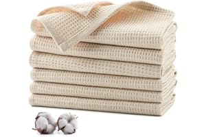 Jogoico Geschirrtücher 100% Baumwolle 6 Stück Geschirrhandtücher 35 x 35 cm Küchenhandtücher Weiche Küchentücher Saugfähig Waffeltücher Geschirrtuch Trockentücher Spüllappen Putzlappen - Beige