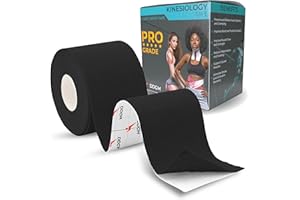 DDGM Kinesio Tape professionale. Cerotto a nastro per taping kinesiologico adesivo impermeabile. Ottima benda elastica per tutore ginocchio e articolazioni. Ottimo nastro adesivo seno. (1 Roll, Nero)