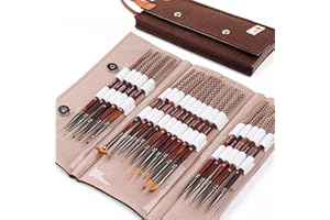 Golden Maple Miniature Paint Brushes – 20PC Professional Micro Detail Brush Set for Models, Tabletop Gaming & Fine Art – Portable Travel Case, Acrylic/Watercolor/Oil