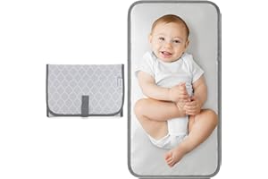 Comfy Cubs Baby Changing Mat Compact - Waterproof Nappy Change Mat with Soft Cushioning - Foldable, Travel-Friendly Design - Stylish Neutral Colours for Boys and Girls - Grey Pattern
