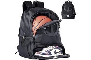 TRAILKICKER Sac à dos de basket-ball pour homme et femme avec compartiment pour ballon et chaussures, capacité 30 L, léger et respirant, pour volley-ball, football, sport, voyage, école, salle de sport