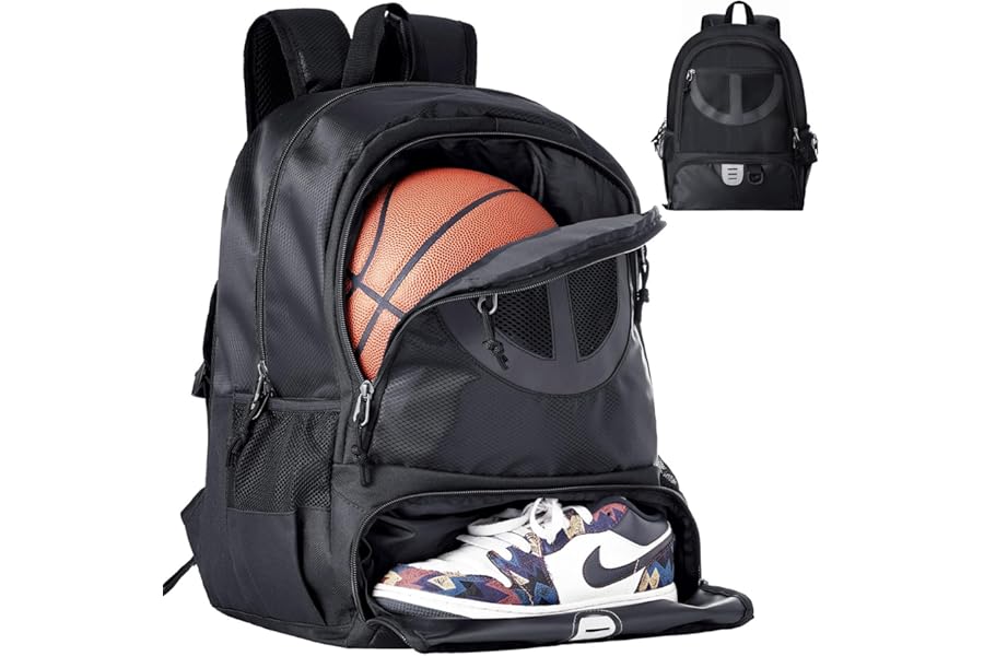 TRAILKICKER Black Mesh Basketball Bag with Shoe Compartment Basketball Bag for Boys Girls Men Women Ball Gear All Sports